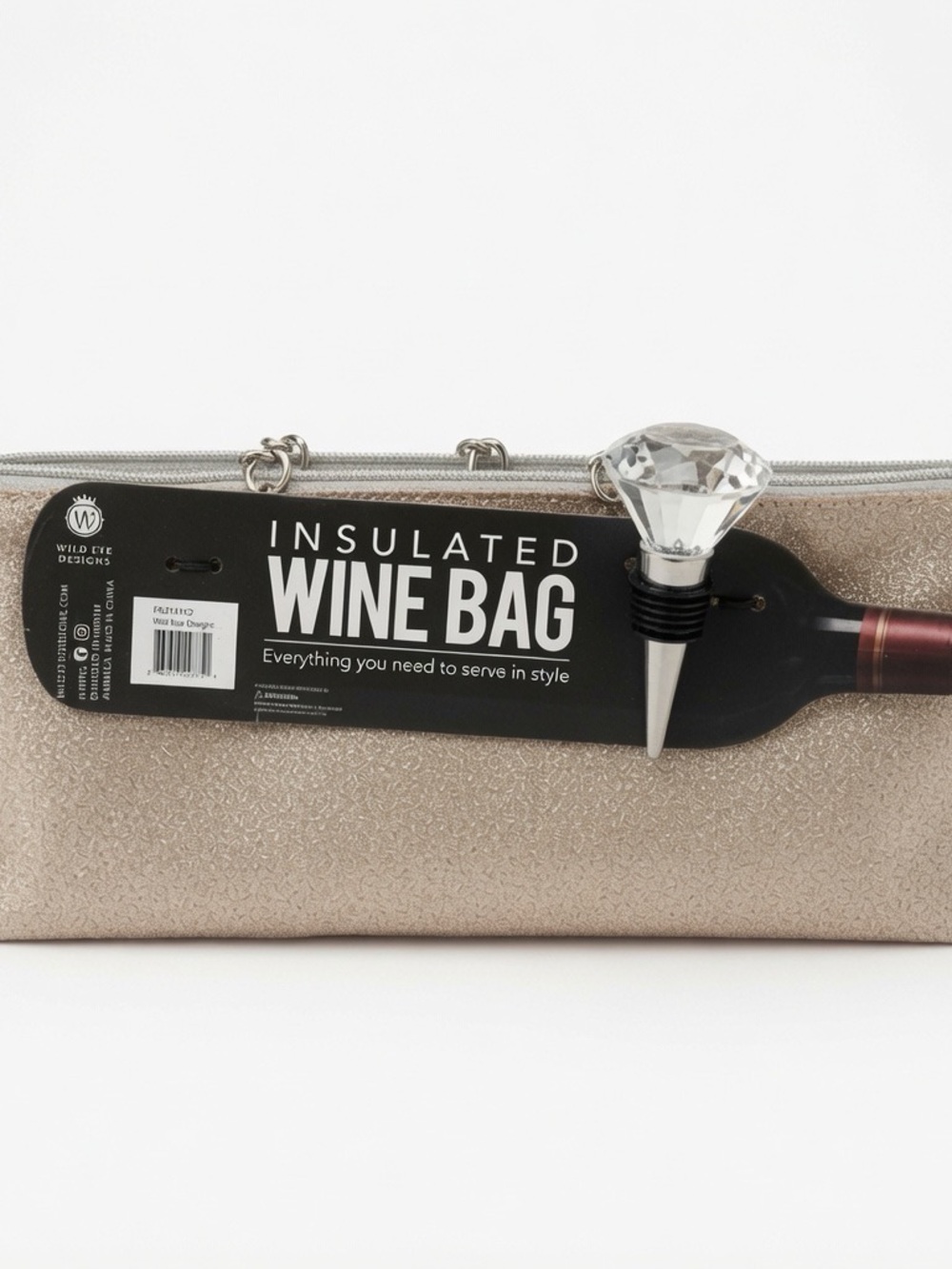 Wild Eye Designs Rose Gold Glitter Insulated Wine Bag Combo